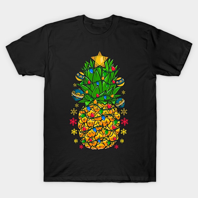 Tropical Pineapple Hawaiian Xmas Lights Christmas In July T-Shirt by shirtsyoulike